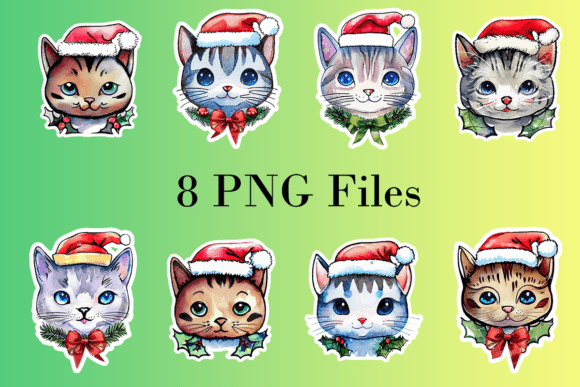 Download Christmas Cat Portraits White Outline - White outline Collection