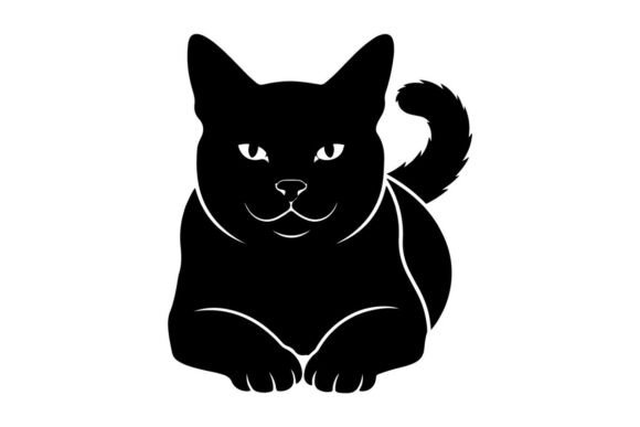 Download Black Cat Silhouette with White Outline - Premium Resources