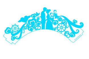 Download Cupcake Wrapper Template Intricate Cut of a Bride and Groom with Love Ornaments Around Them - Love ornaments Collection