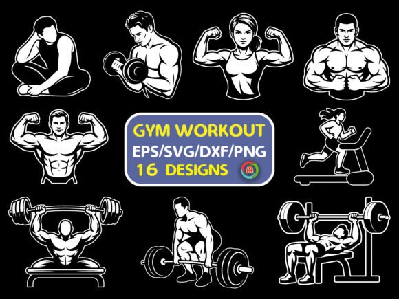 Download Gym Workout White Outline SVG Bundle - Premium Resources