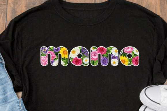 Download Colorful Floral Mama Text White Outline - Premium Resources
