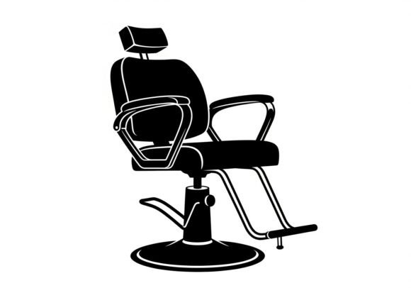 Download Black Barber Chair with White Outline - White outline Collection