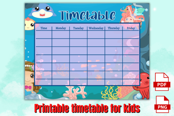 Download School Timetable for Kids Mermaid Theme - Mermaid theme Collection