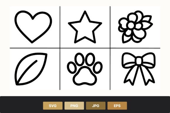 Download Black White Outline Heart Star Flower - White outline Collection