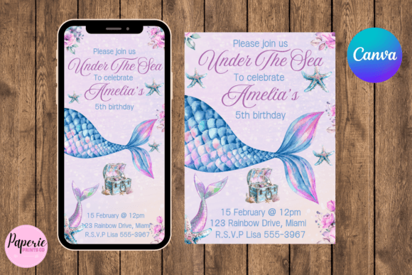 Download Mermaid Birthday Invitation Editable - Mermaid birthday invitation Collection