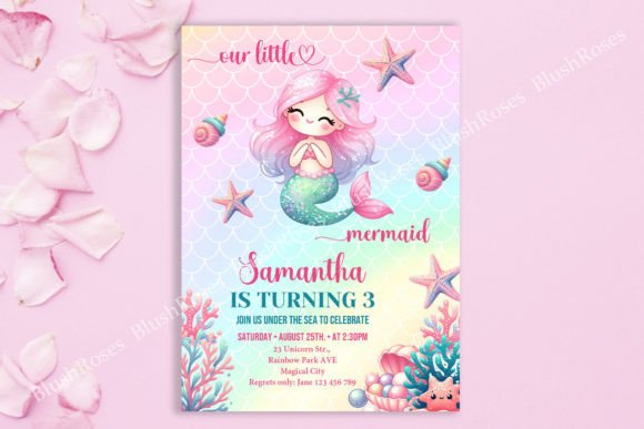 Download Cute Little Mermaid Birthday Invitation - Mermaid birthday invitation Collection
