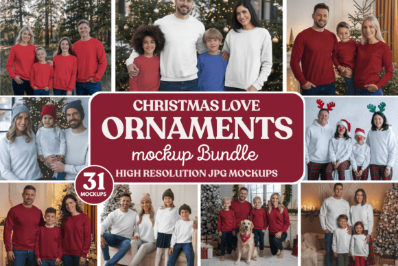 Download Christmas Love Ornaments Mockups Bundle - Love ornaments Collection