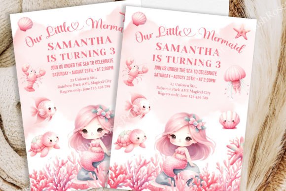 Download Watercolor Pink Turquoise Little Mermaid - Premium Resources
