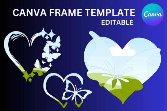 Download Butterfly Hearts Canva Frame Template - Premium Resources