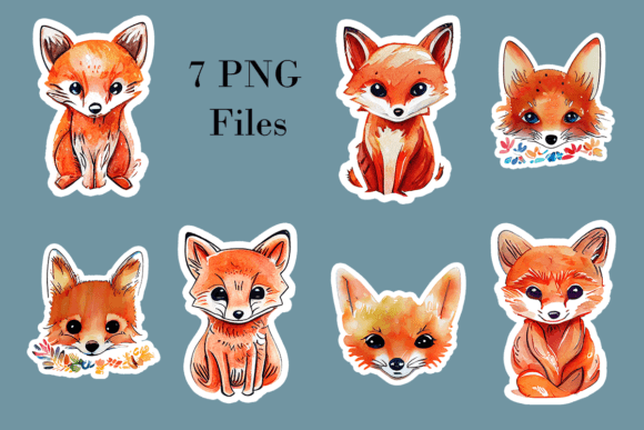 Download Cute Watercolor Foxes with White Outline - White outline Collection
