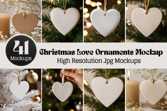 Download Christmas Love Ornaments Mockups Bundle - Love ornaments Collection